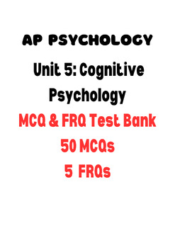Preview of AP Psychology: Unit 5 FRQ MCQ Test Bank