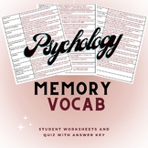 AP Psychology Unit 5: Memory Vocab Activities