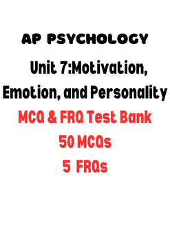 Preview of AP Psychology: Unit 7 FRQ MCQ Test Bank