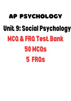 Preview of AP Psychology: Unit 9 FRQ MCQ Test Bank