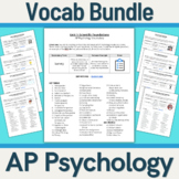 AP Psychology - Vocabulary Assignments Bundle (COMPLETE COURSE)