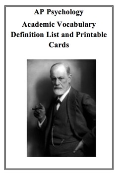 Preview of AP Psychology Vocabulary Terms 205 Printable Cards with Definitions and Examples
