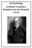 AP Psychology Vocabulary Terms 205 Printable Cards with De