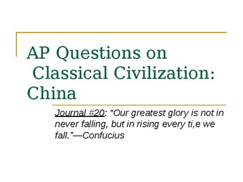 Preview of AP Questions on Classical China