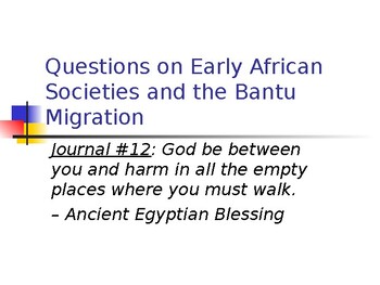 Preview of AP Questions on Early African Societies and the Bantu Migrations