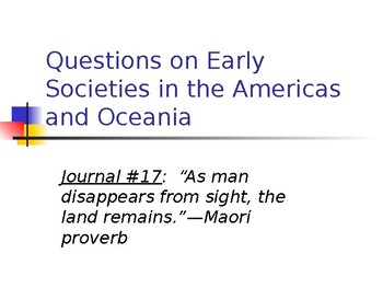 Preview of AP Questions on Early Societies in the Americas and Oceania