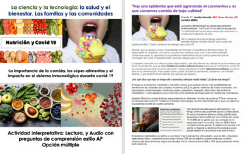 Preview of AP Reading: Ciencia y tecnología: El sistema inmune y alimentos durante covid 19