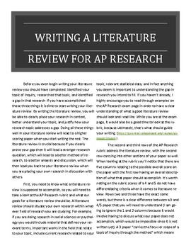 how to write literature review ap research