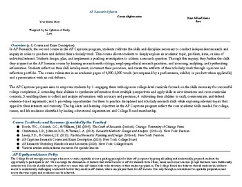 Preview of AP Research Syllabus Template (Approved)