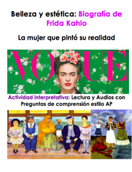 Preview of Distance Learning: AP SPANISH Lectura y Audio: Biografía de Frida Kahlo Pregunta