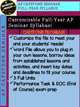 Preview of AP Seminar Capstone Syllabus Editable Customizable