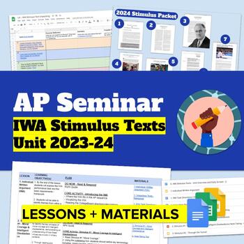 Preview of AP Seminar IWA Stimulus Texts Unit 2023-24 | (8 Lessons & 30+ Materials)