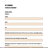 AP Seminar Task 2 Stimulus Assignment - Argument Focused