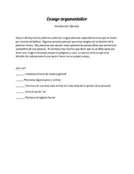 how to start an argumentative essay in spanish