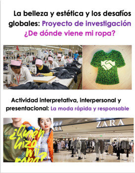 Preview of AP Spanish Belleza y Estética Proyecto de investigación ¿De dónde viene mi ropa?