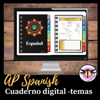 Preview of AP Spanish Digital Notebook with 6 themes - Can be upload in Google