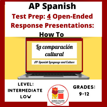 Preview of AP Spanish Exam Bundle Open Ended Questions FOUR How To Presentations