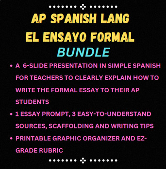 Preview of AP Spanish Lang : Teaching Persuasive Essay BUNDLE : 1st Essay Made EASY!
