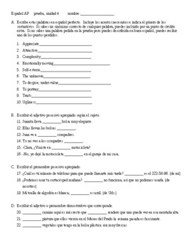 Spanish Adjetives Worksheets Teaching Resources Tpt