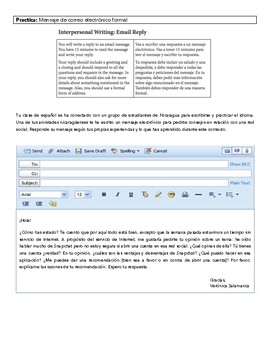 Preview of AP Spanish Language and Culture - Practice Email Reply for Science and Tech