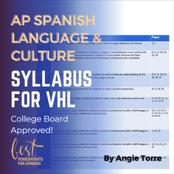 Preview of AP Spanish Language and Culture Syllabus for Vista Higher Learning and Temas