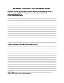 APs Spanish Language and Culture Template for Syllabus