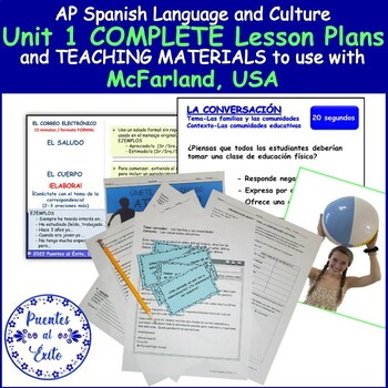 Preview of AP Spanish Language and Culture  Unit 1 - COMPLETE Lesson Plans plus MATERIALS