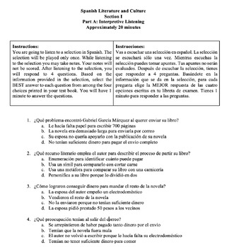 Preview of AP Spanish Literature Complete Exam - 65 questions & 4FRQs