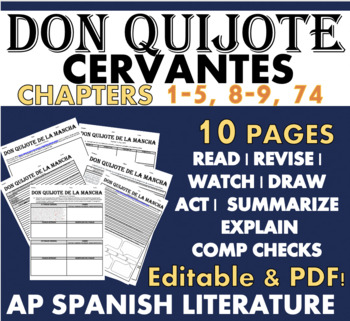 Preview of AP Spanish Literature Don Quijote Chapters 1-5, 8-9, 74