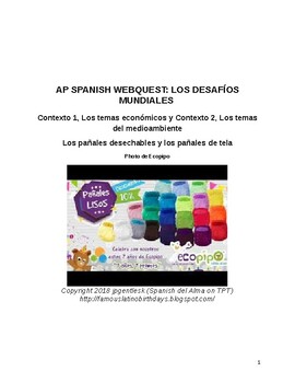 Preview of AP Spanish: Los desafíos mundiales (Webquest) (Distance Learning)