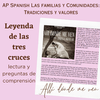 Preview of AP Spanish Multiple Choice Familias y Comunidades La Leyenda Tres Cruces