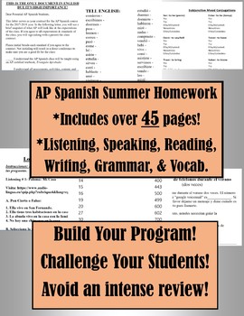 Preview of AP Spanish Summer Homework