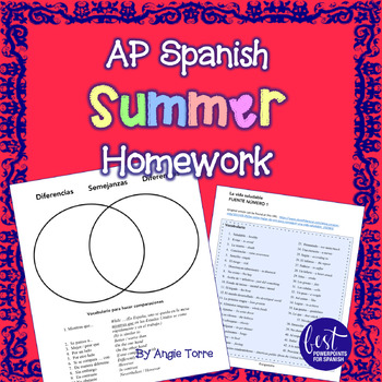 Preview of AP Spanish Summer Homework Distance Learning