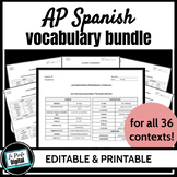 AP Spanish Vocabulary List Bundle - all 6 themes | vocabul