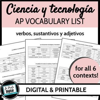 Preview of AP Spanish Vocabulary List - La ciencia y la tecnología - vocabulario