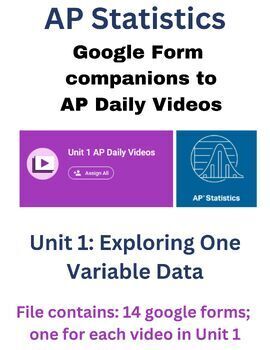 Preview of AP Statistics - AP Daily Videos: Unit 1 Google Form Companions