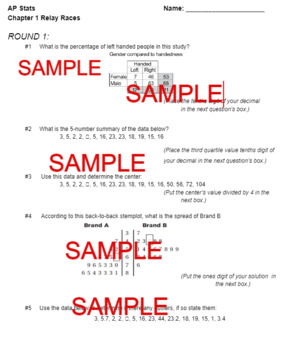 Preview of AP Statistics Chapter 1 Relay Race