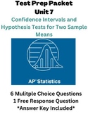 AP Statistics - Confidence Intervals and Hypothesis Tests 