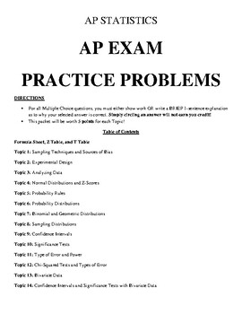 Preview of AP Statistics Exam Practice Problems