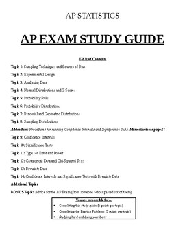 Preview of AP Statistics Exam Study Guide