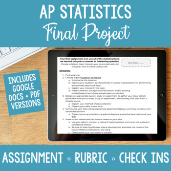 Preview of AP Statistics Final Project EDITABLE and NO PREP