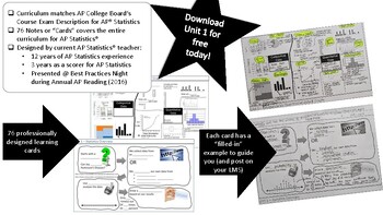 Preview of AP Statistics Learning Cards - Full Curriculum - Units 1 thru 12