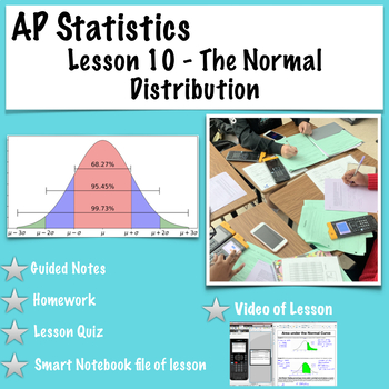 Preview of AP Statistics. Lesson 10-The Normal Distribution (with video of lesson)