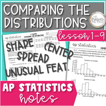 Preview of AP Statistics Notes Comparing Distributions Shape, Center, Spread, Outliers