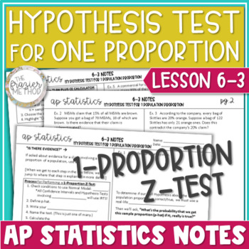 Preview of AP Statistics Notes - Hypothesis Test One Proportion Z Test 1-Proportion Z-Test