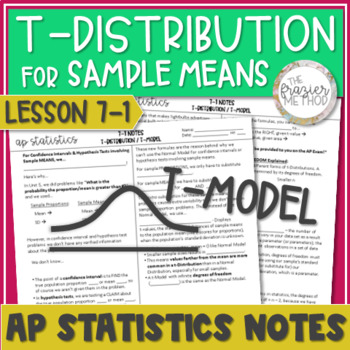 Preview of AP Statistics Notes - T-Distribution / T-Model for Sample Means