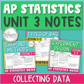Preview of AP Statistics Notes Unit 3 Sampling Methods, Types of Bias, & Experiment Design