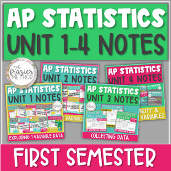 Preview of AP Statistics Notes Unit 1-4 Graphs, Linear Regression, Experiments, Probability