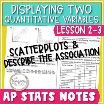 Preview of AP Statistics Scatterplots Notes / Scatter Plots & Describe the Association
