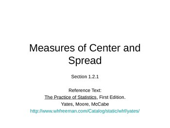 Preview of AP Statistics 01.2.1: Measures of Center and Spread